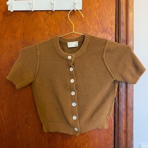 Aritzia Brown Wool Shrunken Sweater Cardigan, Size XXS, Perfect Condition